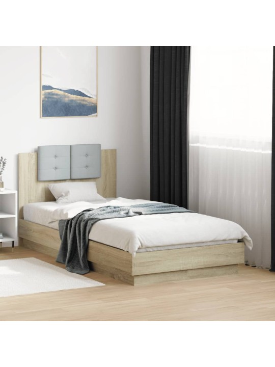 Rám postele s čelem a LED osvětlením dub sonoma 75 x 190 cm