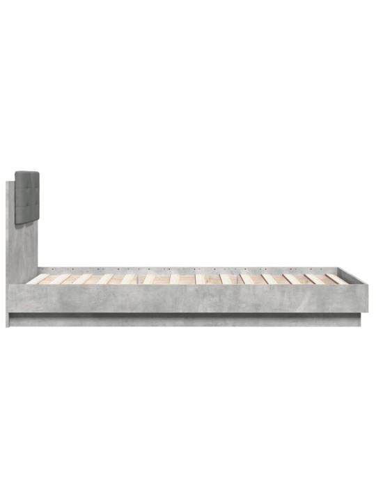 Rám postele s čelem a led osvětlením betonově šedý 75 x 190 cm
