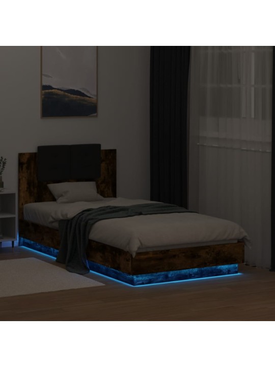 Rám postele s čelem a LED osvětlením kouřový dub 75 x 190 cm