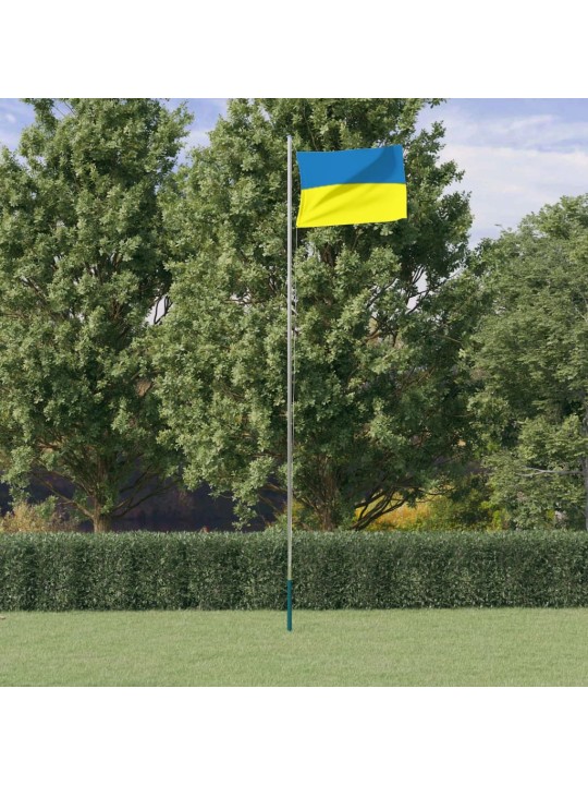 Vlajka Ukrajiny a stožár 6,23 m hliník