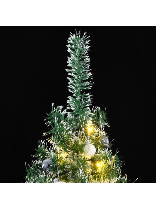 Umělý vánoční stromek s 300 LED a sadou koulí zasněžený 240 cm