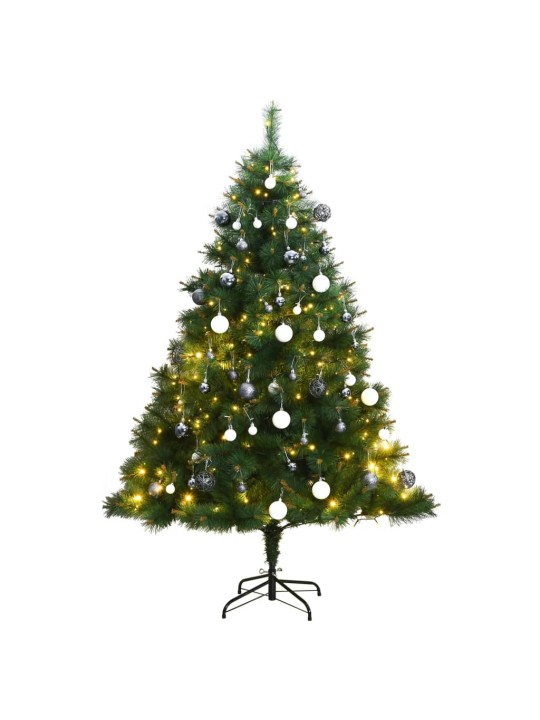 Umělý sklápěcí vánoční stromek se 150 LED a koulemi 120 cm