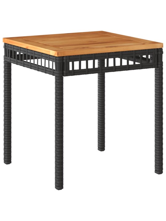 3dílný bistro set s poduškami černý polyratan akáciové dřevo