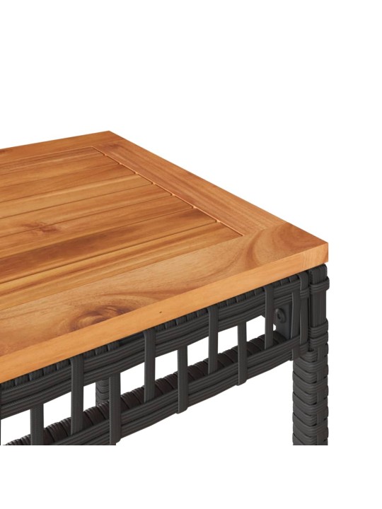3dílný bistro set s poduškami černý polyratan akáciové dřevo