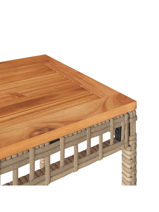 3dílný bistro set béžový polyratan a masivní akáciové dřevo