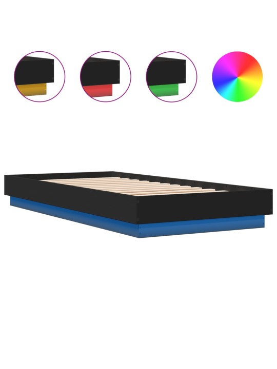 Rám postele s LED osvětlením černý 100 x 200 cm