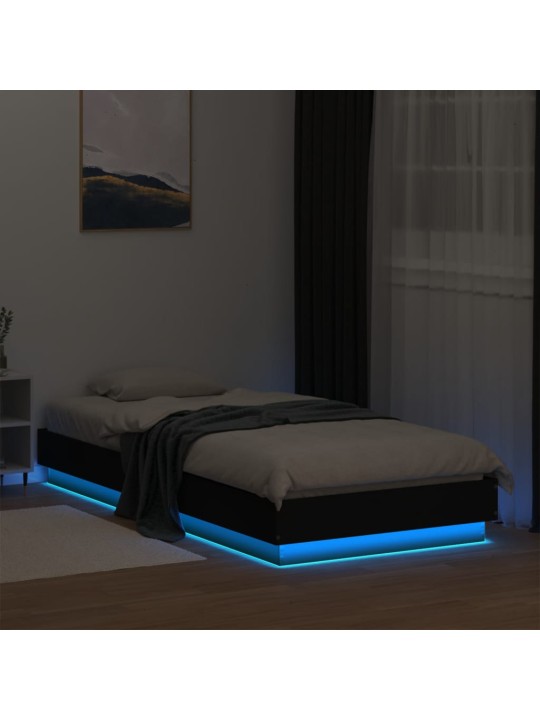 Rám postele s LED osvětlením černý 100 x 200 cm
