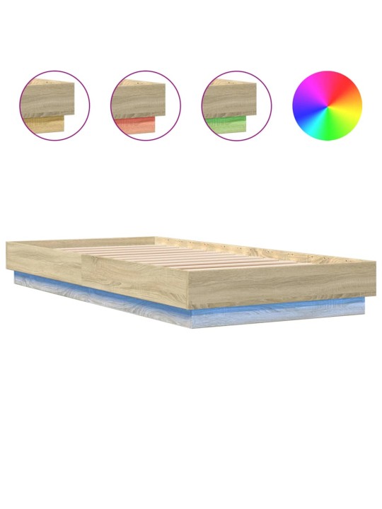 Rám postele s LED osvětlením dub sonoma 100 x 200 cm