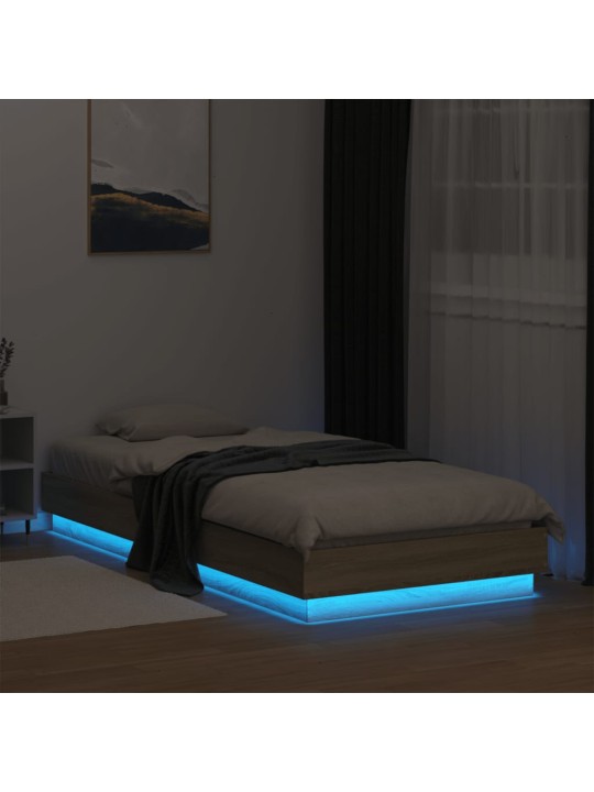 Rám postele s LED osvětlením dub sonoma 100 x 200 cm