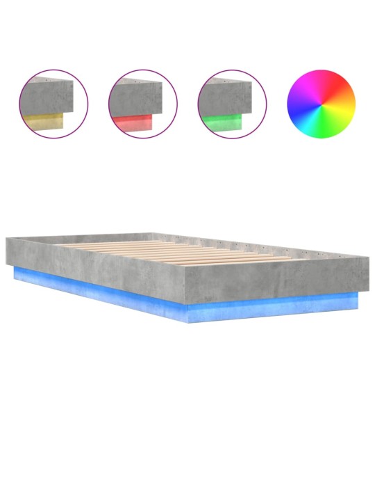 Rám postele s led osvětlením betonově šedý 100 x 200 cm