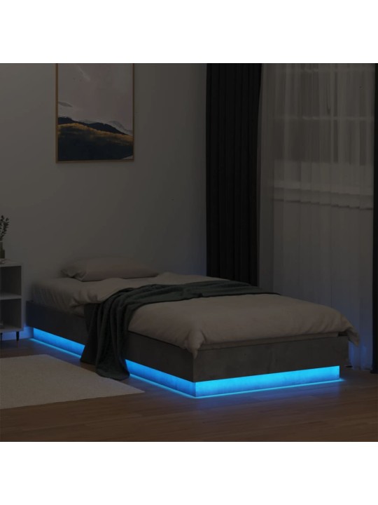 Rám postele s led osvětlením betonově šedý 100 x 200 cm