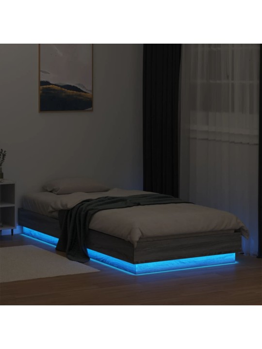 Rám postele s LED osvětlením šedý sonoma 100 x 200 cm