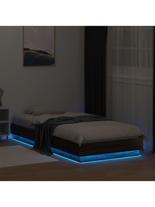 Rám postele s led osvětlením hnědý dub 100 x 200 cm