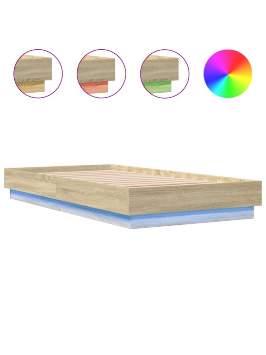 Rám postele s LED osvětlením dub sonoma 90 x 190 cm