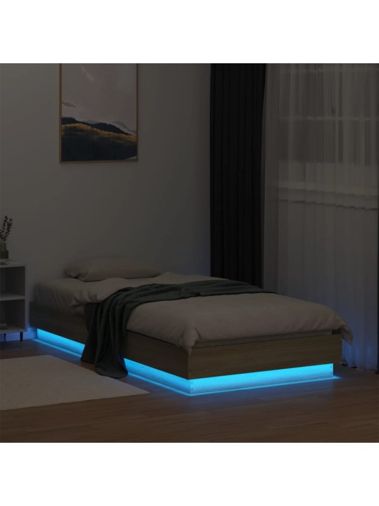 Rám postele s LED osvětlením dub sonoma 90 x 190 cm
