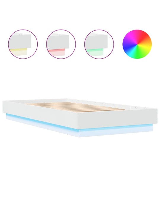 Rám postele s LED osvětlením bílý 75 x 190 cm