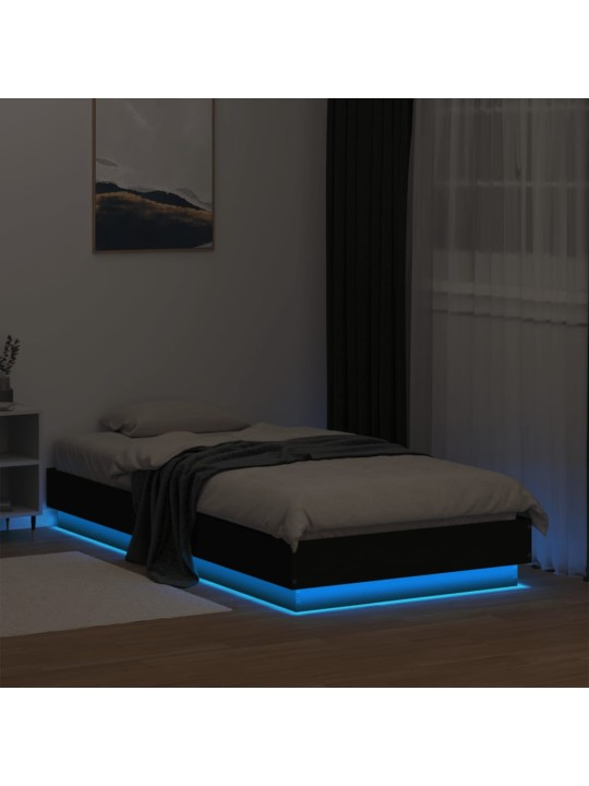 Rám postele s LED osvětlením černý 75 x 190 cm