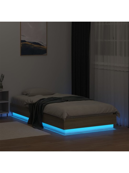 Rám postele s LED osvětlením dub sonoma 75 x 190 cm