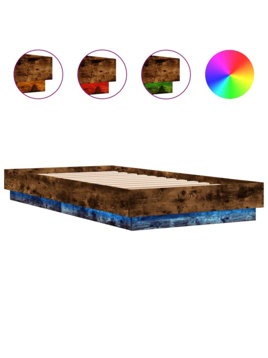 Rám postele s LED osvětlením kouřový dub 75 x 190 cm