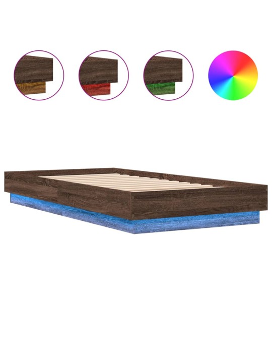 Rám postele s led osvětlením hnědý dub 75 x 190 cm