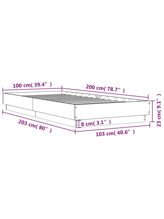 Rám postele černý 100 x 200 cm kompozitní dřevo