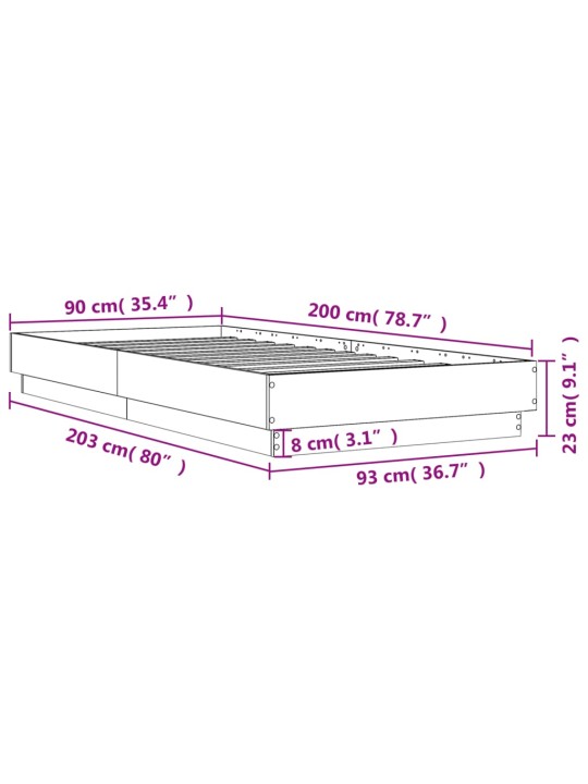 Rám postele bílý 90 x 200 cm kompozitní dřevo
