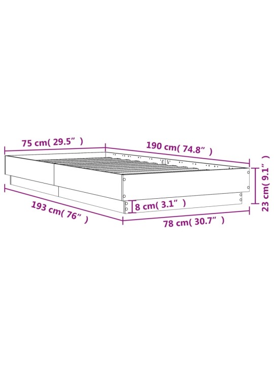 Rám postele bílý 75 x 190 cm kompozitní dřevo