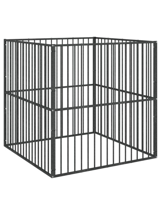 Ohrádka pro psy 4 panely černá pozinkovaná ocel