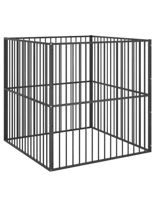 Ohrádka pro psy 4 panely černá pozinkovaná ocel