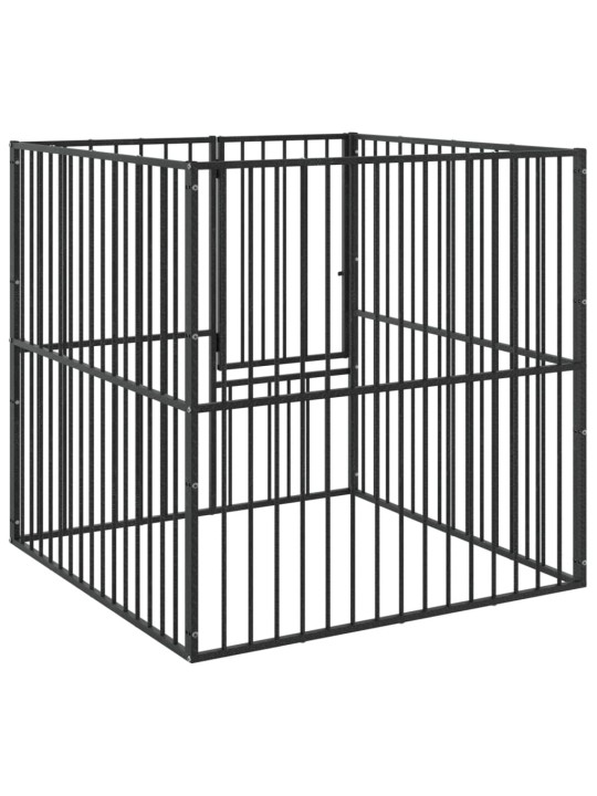 Ohrádka pro psy 4 panely černá pozinkovaná ocel