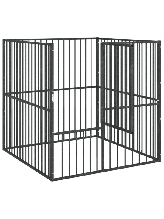 Ohrádka pro psy 4 panely černá pozinkovaná ocel