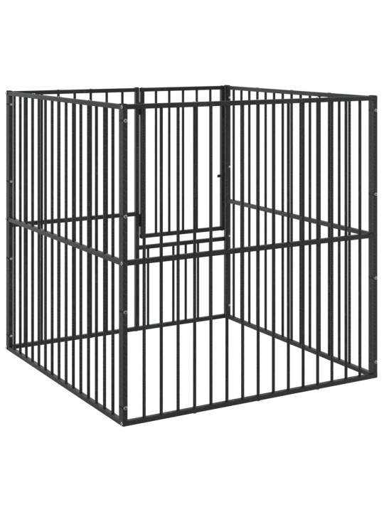 Ohrádka pro psy 4 panely černá pozinkovaná ocel