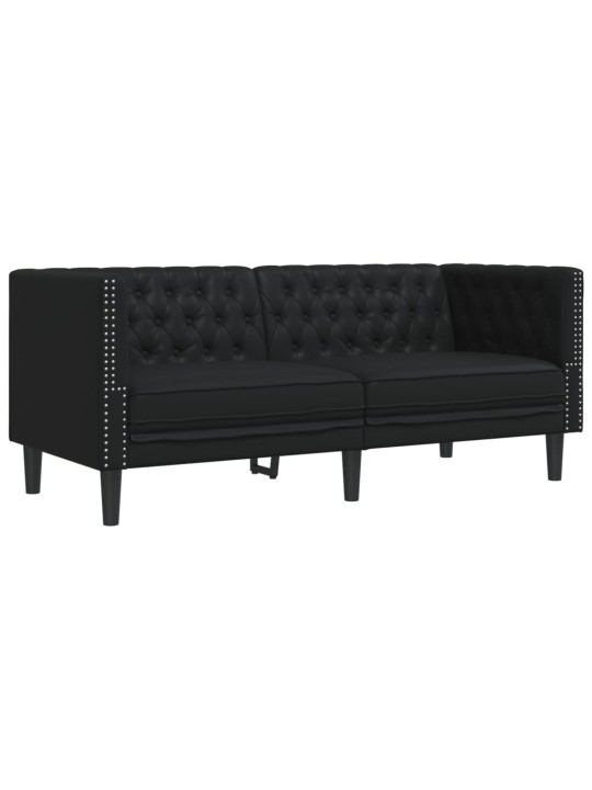 3dílná sedací souprava chesterfield černá umělá kůže