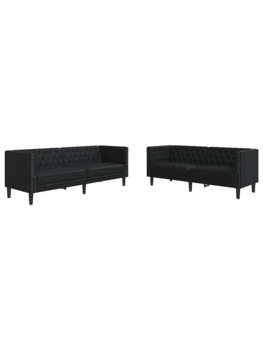 2dílná sedací souprava chesterfield černá umělá kůže