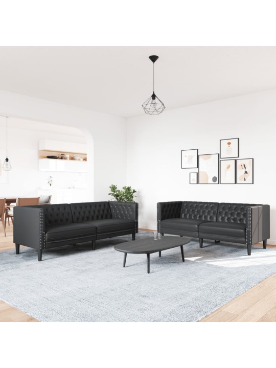 2dílná sedací souprava chesterfield černá umělá kůže