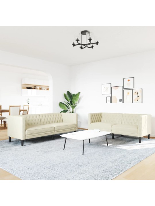 2dílná sedací souprava chesterfield krémová umělá kůže
