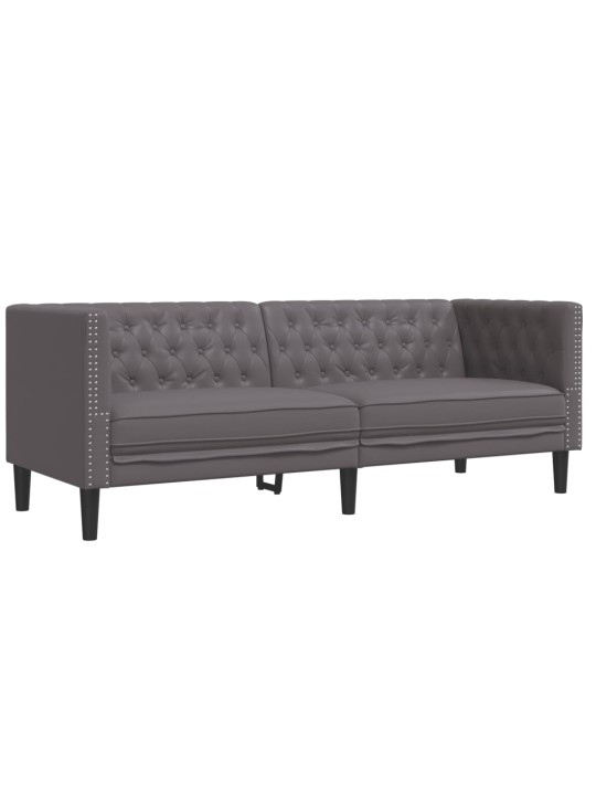 2dílná sedací souprava chesterfield šedá umělá kůže