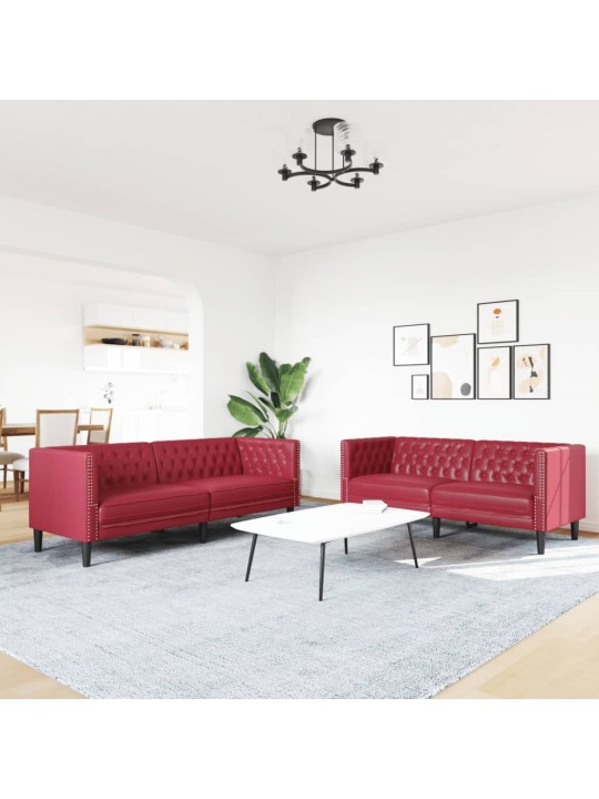 2dílná sedací souprava chesterfield vínová umělá kůže