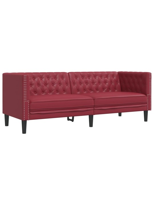 2dílná sedací souprava chesterfield vínová umělá kůže