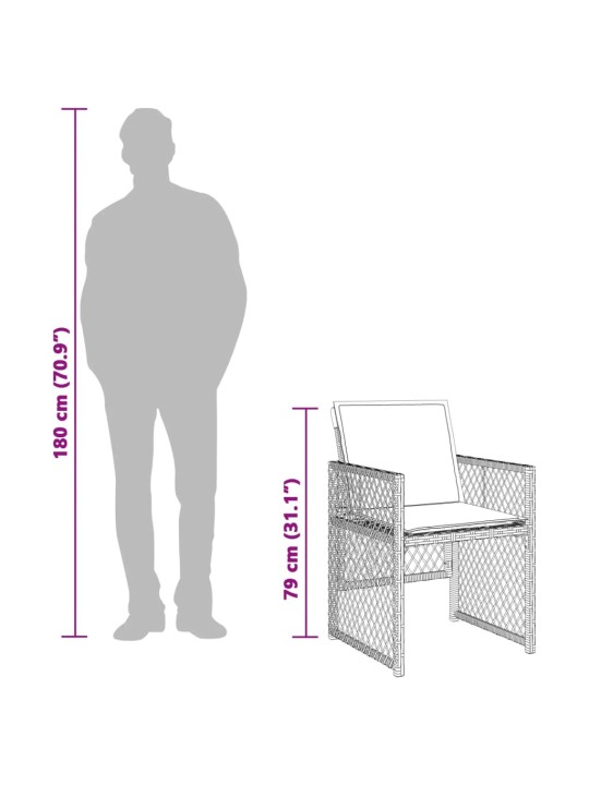 5dílný zahradní jídelní set s poduškami černý polyratan