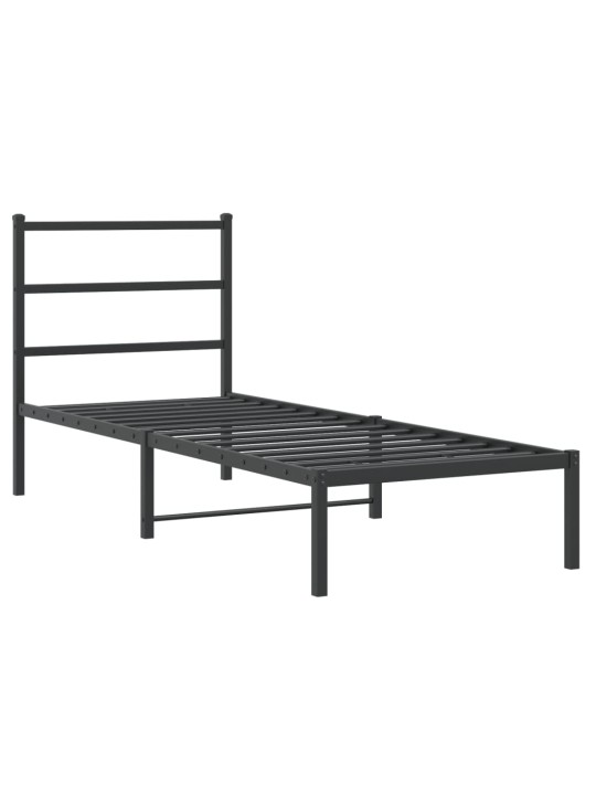 Kovový rám postele s čelem černý 80 x 200 cm