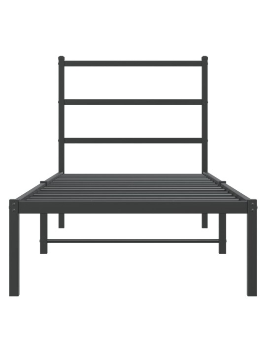 Kovový rám postele s čelem černý 80 x 200 cm