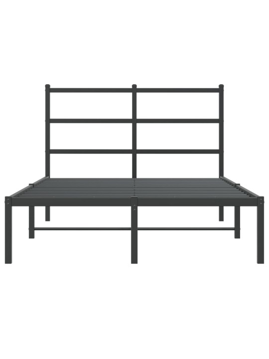 Kovový rám postele s čelem černý 120 x 200 cm
