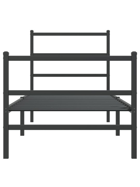 Kovový rám postele s hlavovým a nožním čelem černý 80 x 200 cm