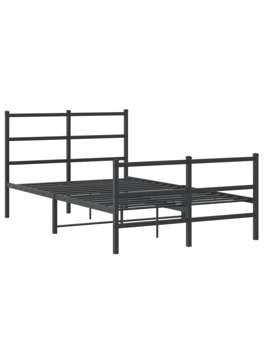 Kovový rám postele s hlavovým a nožním čelem černý 120 x 200 cm