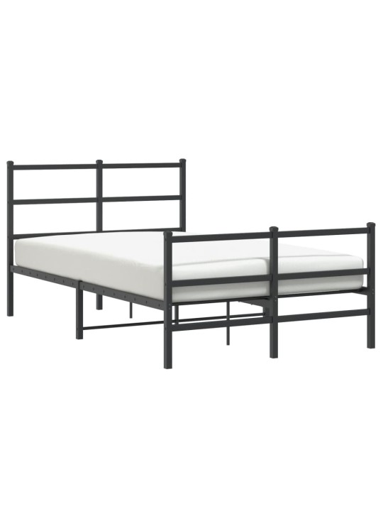 Kovový rám postele s hlavovým a nožním čelem černý 120 x 200 cm