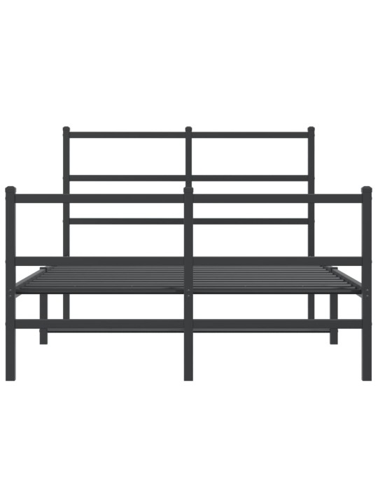 Kovový rám postele s hlavovým a nožním čelem černý 120 x 200 cm
