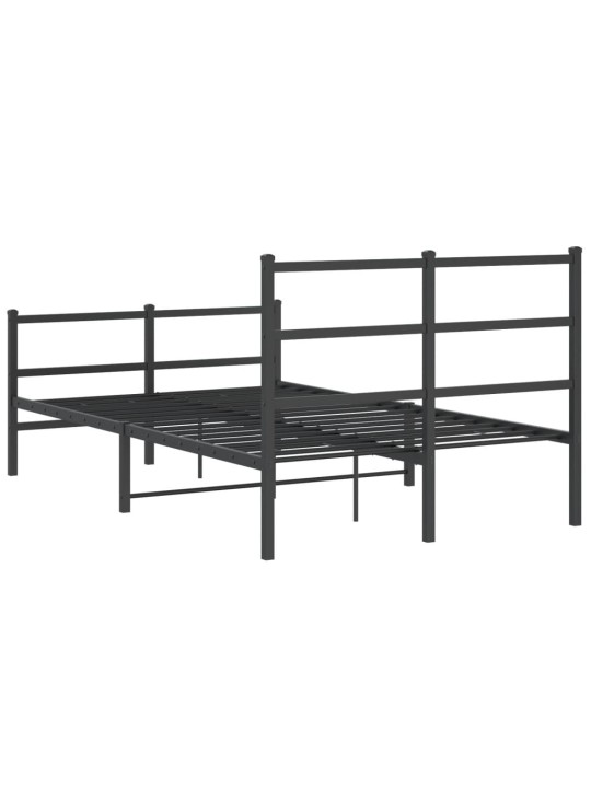 Kovový rám postele s hlavovým a nožním čelem černý 120 x 200 cm