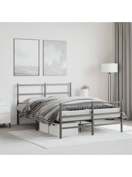 Kovový rám postele s hlavovým a nožním čelem černý 140 x 200 cm