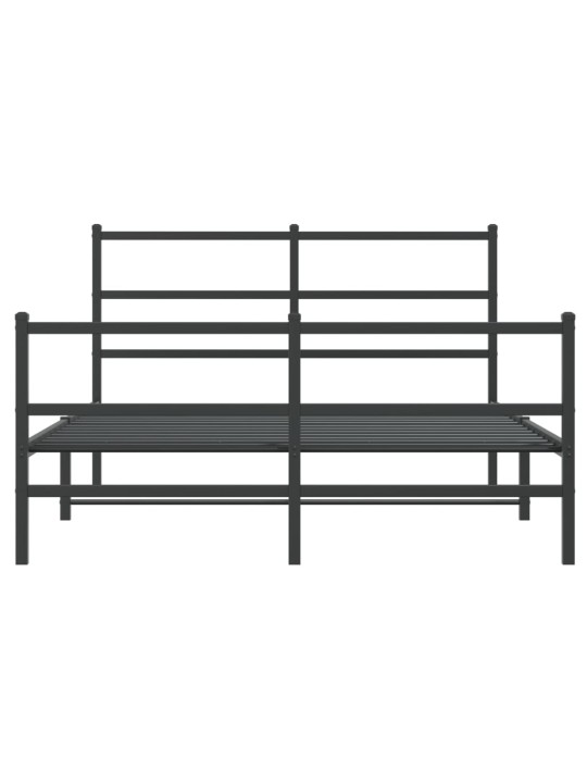 Kovový rám postele s hlavovým a nožním čelem černý 140 x 200 cm